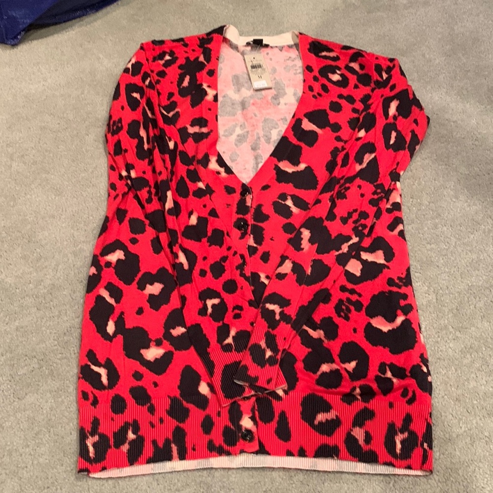 Ann Taylor cow print button cardigan